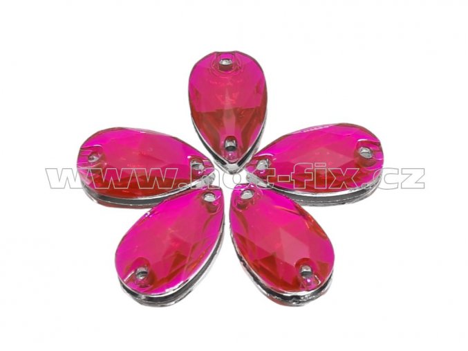 našívací kámen epoxy slza 10,5x18mm barva 106 Rose růžová