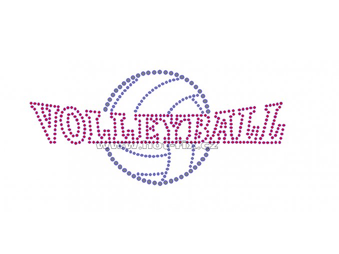 C024 - nažehlovací potisk z hot-fix kamínků volleyball, rozměry cca 17,7x8,0cm