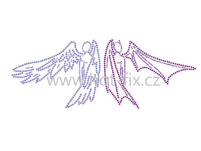 SD013 angel devil anděl ďábel nažehlovací hot fix kamínkový potisk na textil hot fix kameny