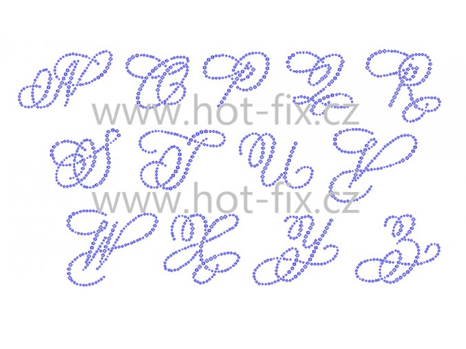 fFM006 písmena abecedy N Z monogramy nažehlovací hot fix kamínkový potisk na textil hot fix kameny
