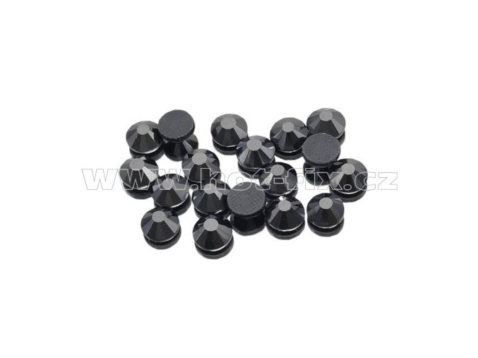 skleněný broušený kámen 125N Jet hematite vel. SS30