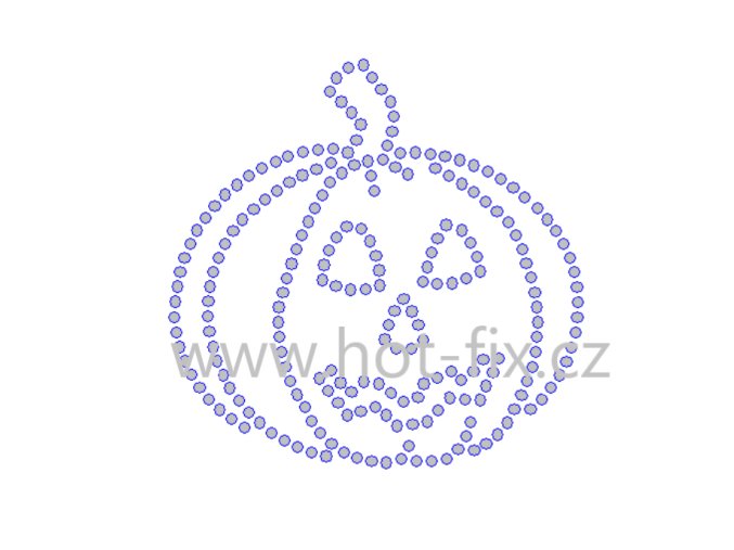 SP013 dýně halloween nažehlovací hot fix kamínkový potisk na tričko, textil hot fix kamínky