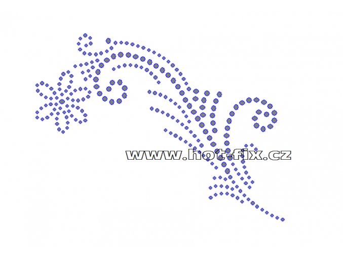 O049-L - ornament nažehlovací aplikace na textil z hot-fix kamenů, rozměry cca 13,9x10,5cm