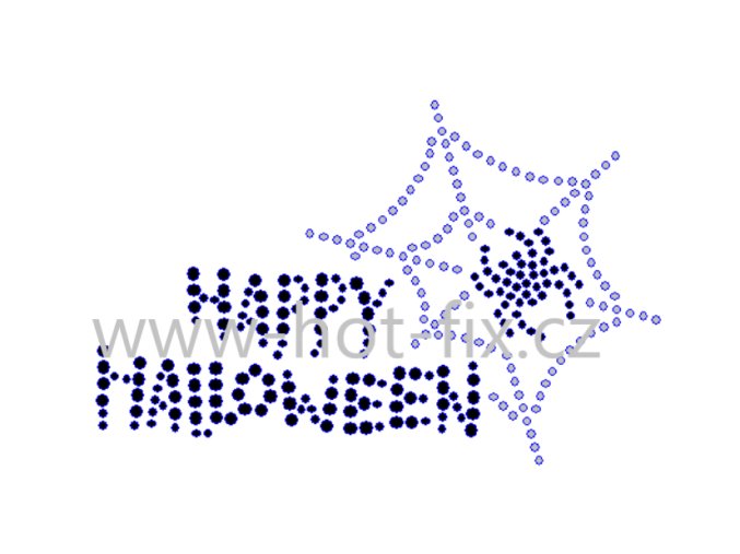 SP020 Happy Halloween nažehlovací hot fix kamínkový potisk na tričko, textil hot fix kamínky