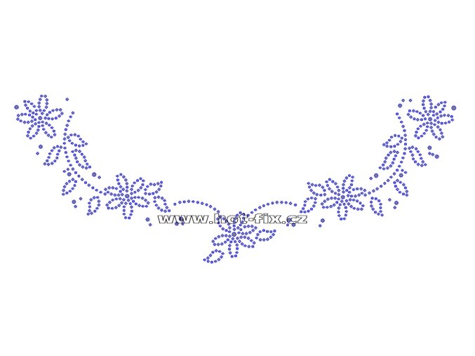 OV015 - výstřih nažehlovací hot-fix kamínková aplikace na textil, rozměry cca 30,0x11,5cm