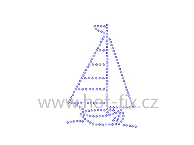 SM020 loďka léto moře nažehlovací hot fix kamínkový potisk na tričko, textil hot fix kameny