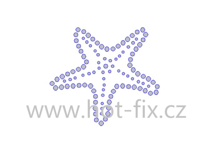 SM026 hvězdice léto moře nažehlovací hot fix kamínkový potisk na tričko, textil hot fix kameny