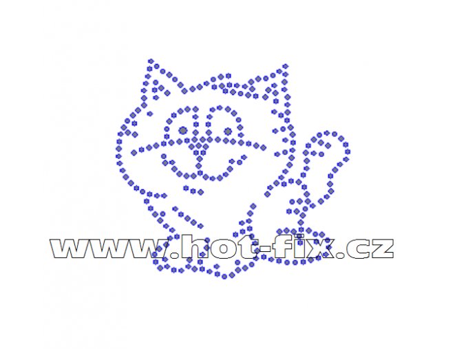 ZA016 - kotě nažehlovací hot-fix kamínková aplikace na textil, rozměry cca 8,2x7,8cm