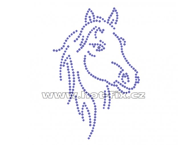ZK004 - kůň nažehlovací hot-fix kamínková aplikace na textil, rozměry cca 8,5x12,8cm