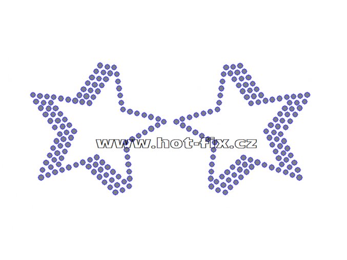 SH007 - nažehlovací potisk z hot-fix kamínků hvězdy, rozměry cca 14,8x7,0cm