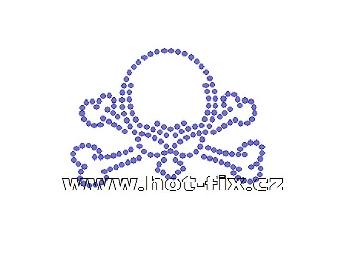 SL005 - lebka nažehlovací potisk z hot-fix kamínků, rozměry cca 6,9x5,0cm