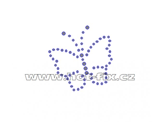 ZM008 - nažehlovací potisk z hot-fix kamenů motýl, rozměry cca 5,0x5,0cm