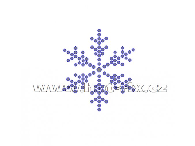SV027 - sněhová vločka nažehlovací hot-fix kamínková aplikace na textil, rozměry cca 4,4x5,0cm