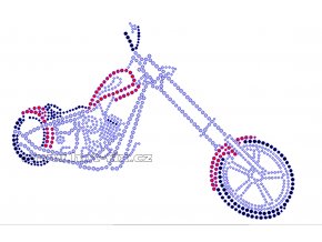 M019 - motocykl chopper nažehlovací potisk z hot-fix kamenů, rozměry cca 21,5x14,9cm
