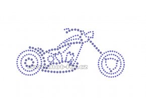 M020 - motocykl chopper nažehlovací hot-fix kamínková aplikace na textil, rozměry cca 21,5x14,9cm