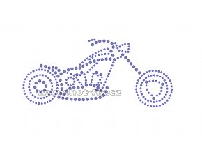 M020 - motocykl chopper nažehlovací hot-fix kamínková aplikace na textil, rozměry cca 21,5x14,9cm