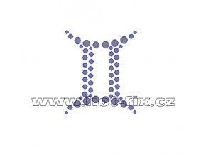 SZ002-03 - hot-fix kamínkový potisk znamení zvěrokruhu Blíženci (22. 5.-21. 6.), rozměry cca 4,2x4,9cm