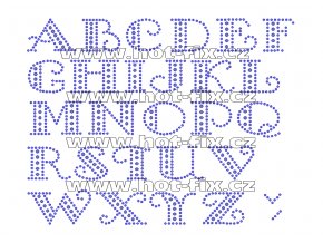 F003 - nažehlovací kamínkový potisk na textil písmena abecedy, výška cca 2,8cm