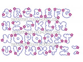 F009 - nažehlovací kamínkový potisk na textil písmena abecedy, výška cca 3,3cm