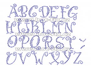 F010 - nažehlovací kamínkový potisk na textil písmena abecedy, výška cca 3,5cm