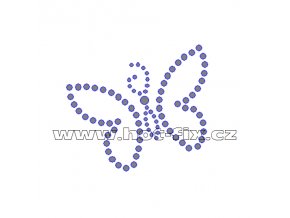 ZM025 - motýl nažehlovací hot-fix kamínková aplikace na textil, rozměry cca 6,5x5,9cm
