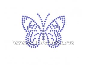ZM037 - motýl nažehlovací potisk z hot-fix kamenů, rozměry cca 5,8x4,6cm