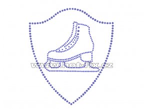 C123 - znak brusle nažehlovací hot-fix kamínkový potisk na textil, rozměry cca 13,6x15,6cm