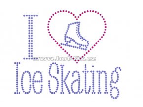 C101 - I love Ice Skating nažehlovací hot-fix kamínkový potisk, rozměry cca 18,7x15,5cm