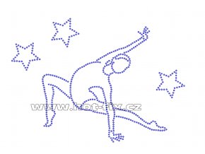 C099-A - gymnastka a hvězdy hot-fix nažehlovací kamínkový potisk na textil, rozměry 20,1x14,8cm