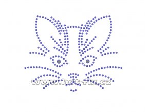 ZA008 - kočka nažehlovací hot-fix kamínková aplikace na textil, cca rozměry 10,5x8,3cm