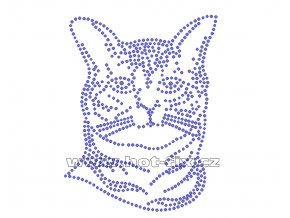 ZA013 - kočka nažehlovací hot-fix kamínková aplikace na textil, rozměry cca 10,0x13,0cm