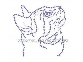 ZA023 - kočka nažehlovací hot-fix kamínková aplikace na textil, cca rozměry 12,8x12,5cm