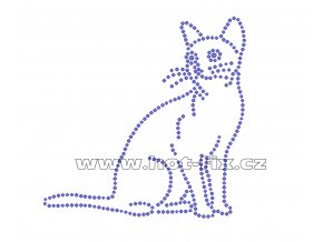ZA024 - kočka nažehlovací hot-fix kamínkový potisk na textil, cca rozměry 11,7x11,7cm
