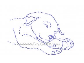 ZP008 - štěně spící hot-fix nažehlovací kamínková aplikace na tričko, textil, cca rozměry cca 18,6x12,0cm