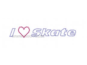 C129 - I love Skate nažehlovací potisk z hot-fix kamenů na tričko, textil, rozměry cca 20,1x3,5cm