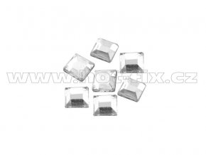 ČTVEREC 4x4mm hot-fix tvarový skleněný kámen barva 2CUT 101 Crystal /stříbrná, balení 20ks, 100ks