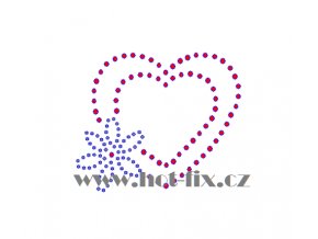 SB016 srdce s kytkou nažehlovací potisk na textil hot fix kamínky