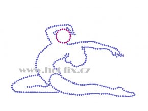 C149 gymnastka s míčem nažehlovací kamínkový potisk na tričko, textil skleněné hot fix kamínky