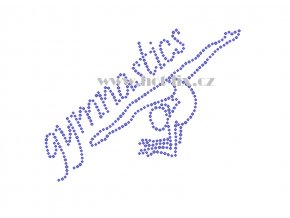 C154 nápis gymnastics a gymnastka hot fix nažehlovací potisk na tričko, textil pro hot fix kamínky