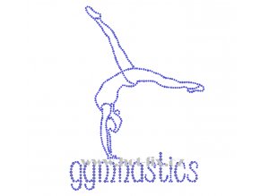 C156 nápis gymnastics a gymnastka hot fix nažehlovací potisk na tričko, textil pro hot fix kamínky