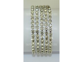 našívací kamínkový řetěz kovový stříbrný, typ A velikost kamenů SS16, barva kamenů 101 Crystal stříbrná