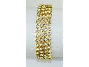 našívací kamínkový řetěz kovový zlatý, typ A velikost kamenů SS16, barva kamenů 101 Crystal stříbrná