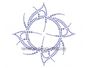 A073 - abstraktní motiv tribal kruh nažehlovací hot-fix kamínková aplikace na textil, rozměry cca 15,9x15,9cm