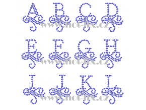 FM003 A L monogramy písmena abecedy nažehlovací hot fix kamínkový potisk na textil