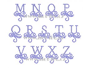 FM003 M Z monogramy písmena abecedy nažehlovací hot fix kamínkový potisk na textil