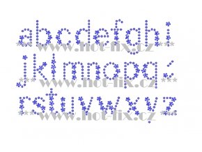 F021m písmena malá abeceda fonty písma nažehlovací kamínkový potisk na tričko, textil hot fix kameny