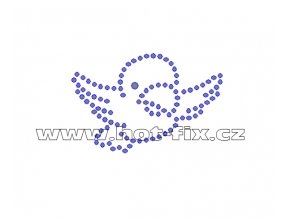 D035 - papoušek nažehlovací hot-fix kamínková aplikace na textil, rozměry cca 6,2x4,1cm