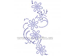 K034-L - květinový motiv nažehlovací potisk z hot-fix kamenů, rozměry cca 7,8x17,2cm