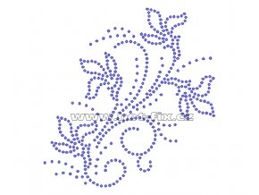 K051 - květinový motiv nažehlovací potisk z hot-fix kamenů, rozměry cca 11,8x12,4cm
