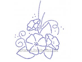 K072 - květinový motiv nažehlovací potisk z hot-fix kamenů, rozměry cca 12,3x14,7cm